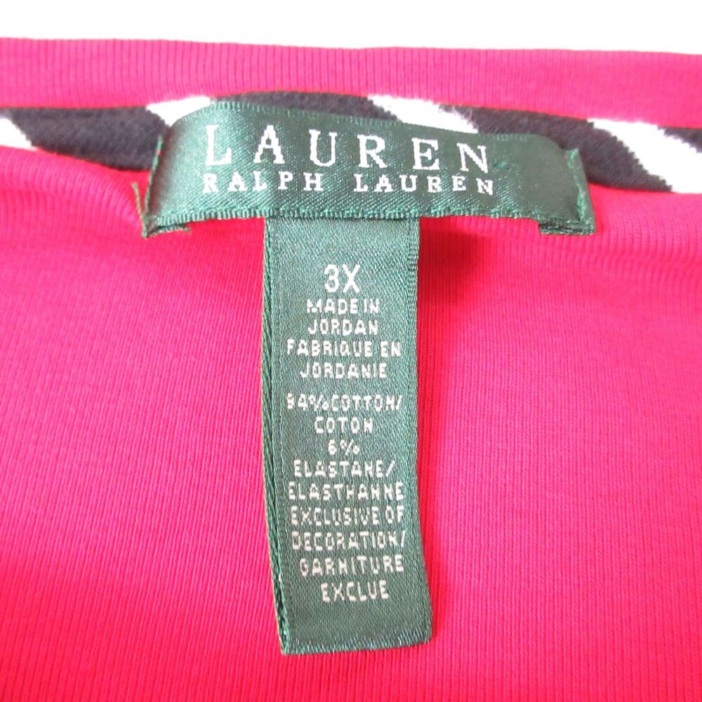 Ralph Lauren LRL Shirt Womens 3X Red Long Sleeve Crew Neck Cotton Tee Stretch - Picture 5 of 7
